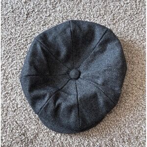 Botvela Classic Headwear Mens Newsboy Cap Herringbone Wool Blend Gray
